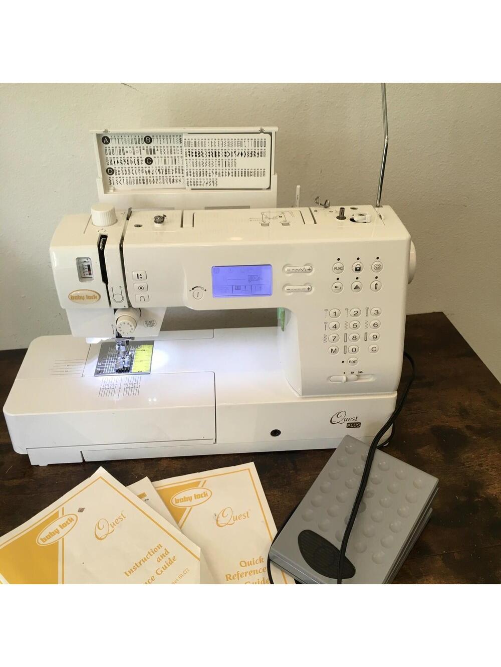 Baby Lock BLQ2‑PL Sewing Machine w/ Foot Pedal, Power Cord, Manual & Cover – Wor